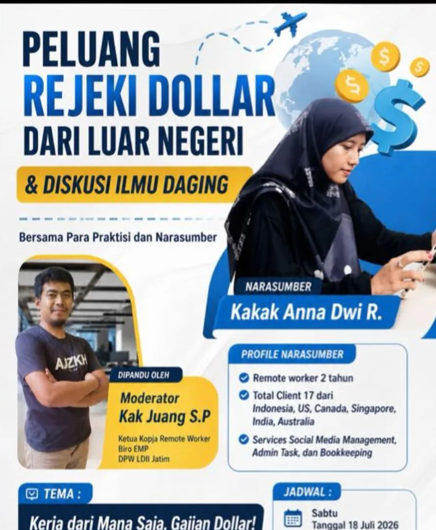 Poster Kerja dari Mana Saja, Gajian Dollar! Kiat Mendapatkan Job & Project dari Klien Luar Negeri