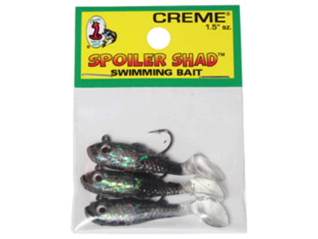 Creme Lures SSB101 Spoiler Shad Black 1.5 Soft Plastic Swimbait Fishing  Lure