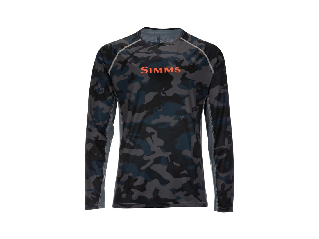 Simms Men's SolarVent Crew - Woodland Camo Storm - XL