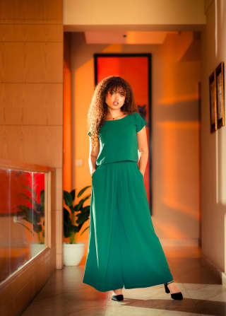 THE FOREST ACCORD — crepe co-ord set, front view