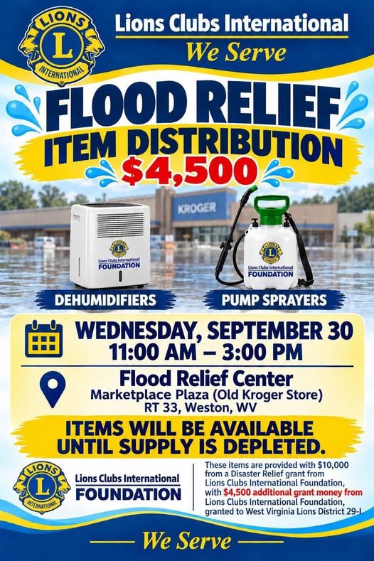 Lions Club Flood Relief Item Distribution in Weston