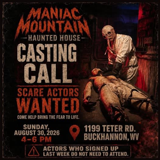 Maniac Mountain Haunted House Casting Call