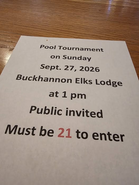 Pool Tournament at the Buckhannon Elks Lodge
