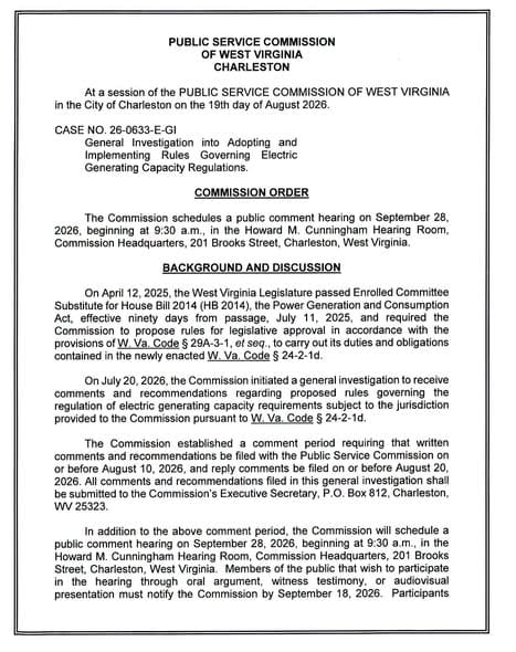PSC Public Comment Hearing on Power Generation Rules