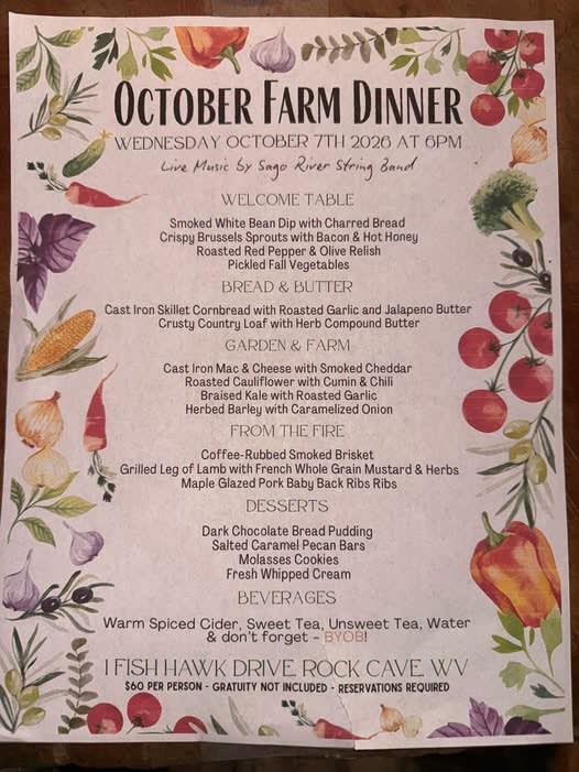 October Farm Dinner at Fish Hawk Acres