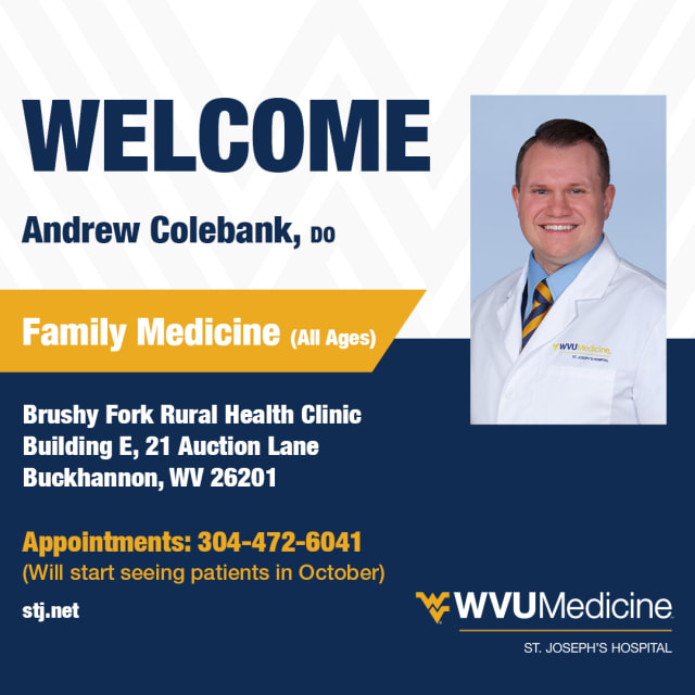 Family medicine physician Andrew Colebank, DO, joins St. Joseph’s Brushy Fork Rural Health Clinic