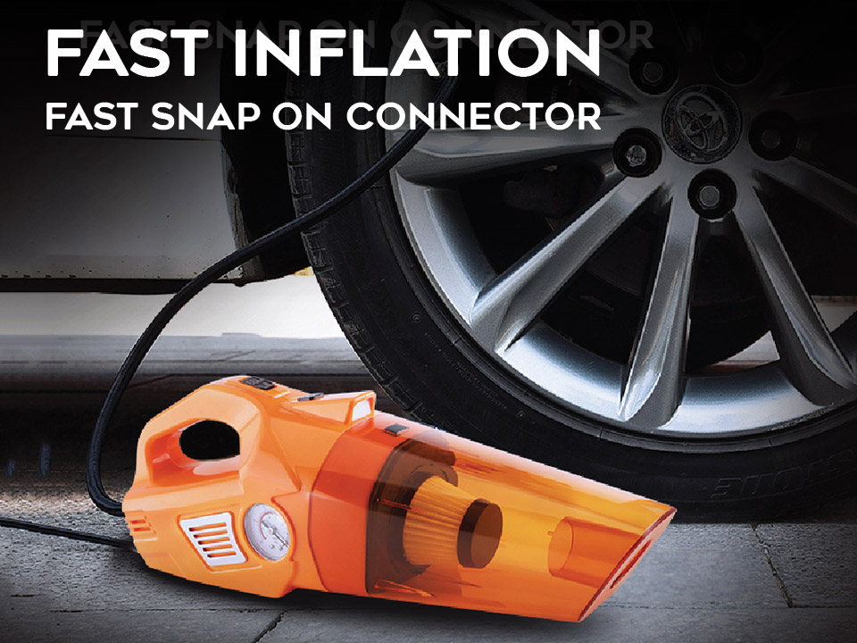 vacuum cleaner and tyre air pump 