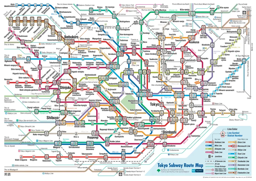 Map of Tokyo Metro & Toei Subway
