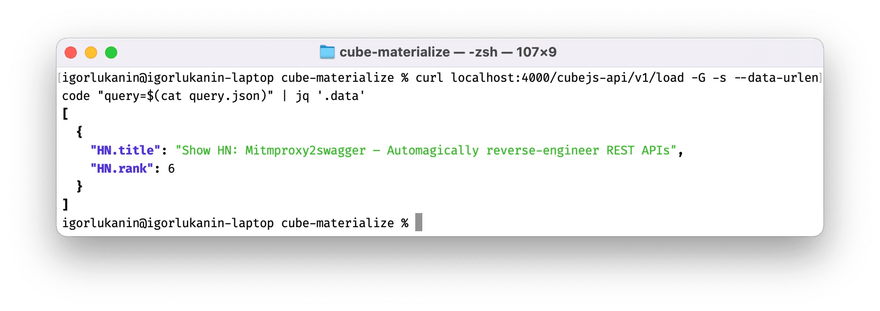 jq querying cube rest api