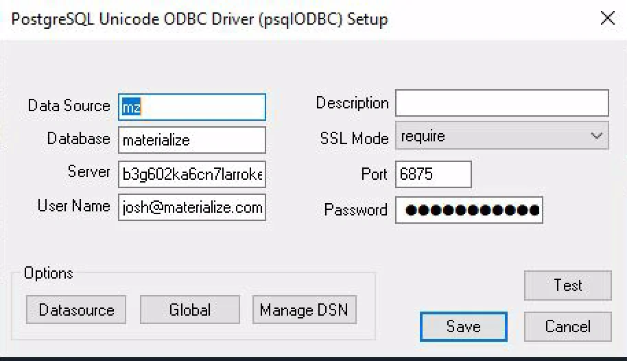 Configure Materialize credentials