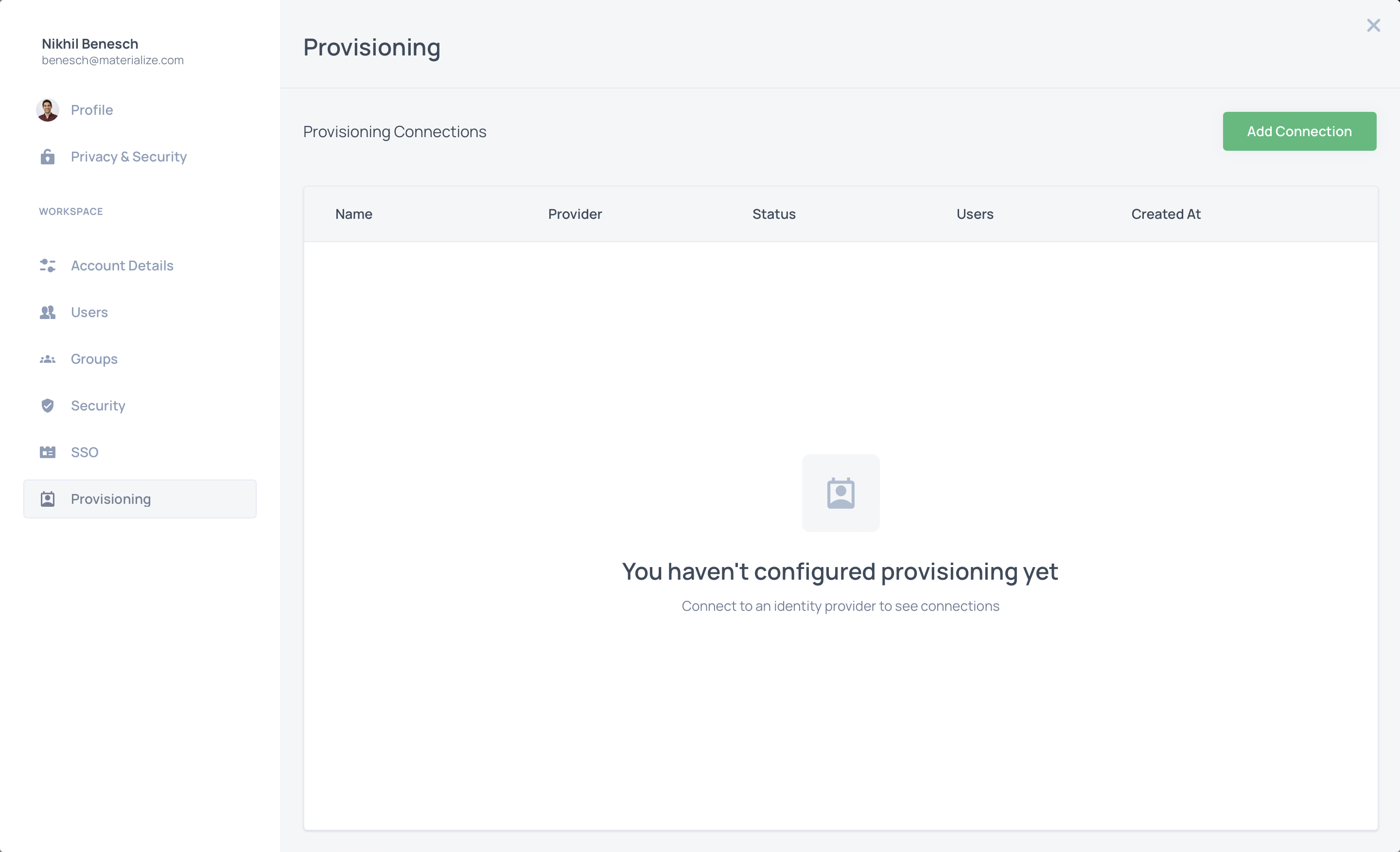 Provisioning UI