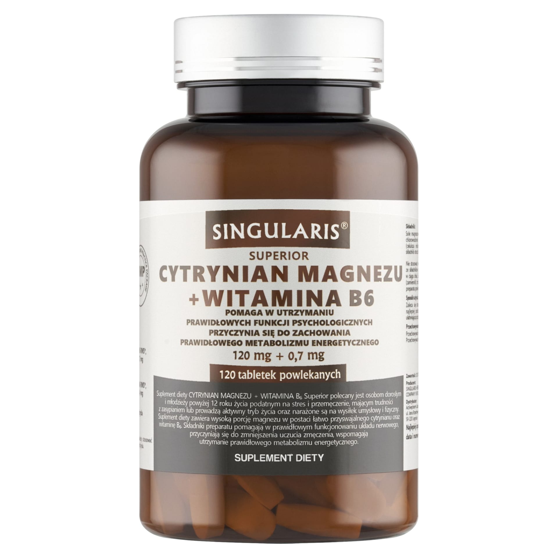 Singularis Cytrynian magnezu + witamina B6 120 tab.