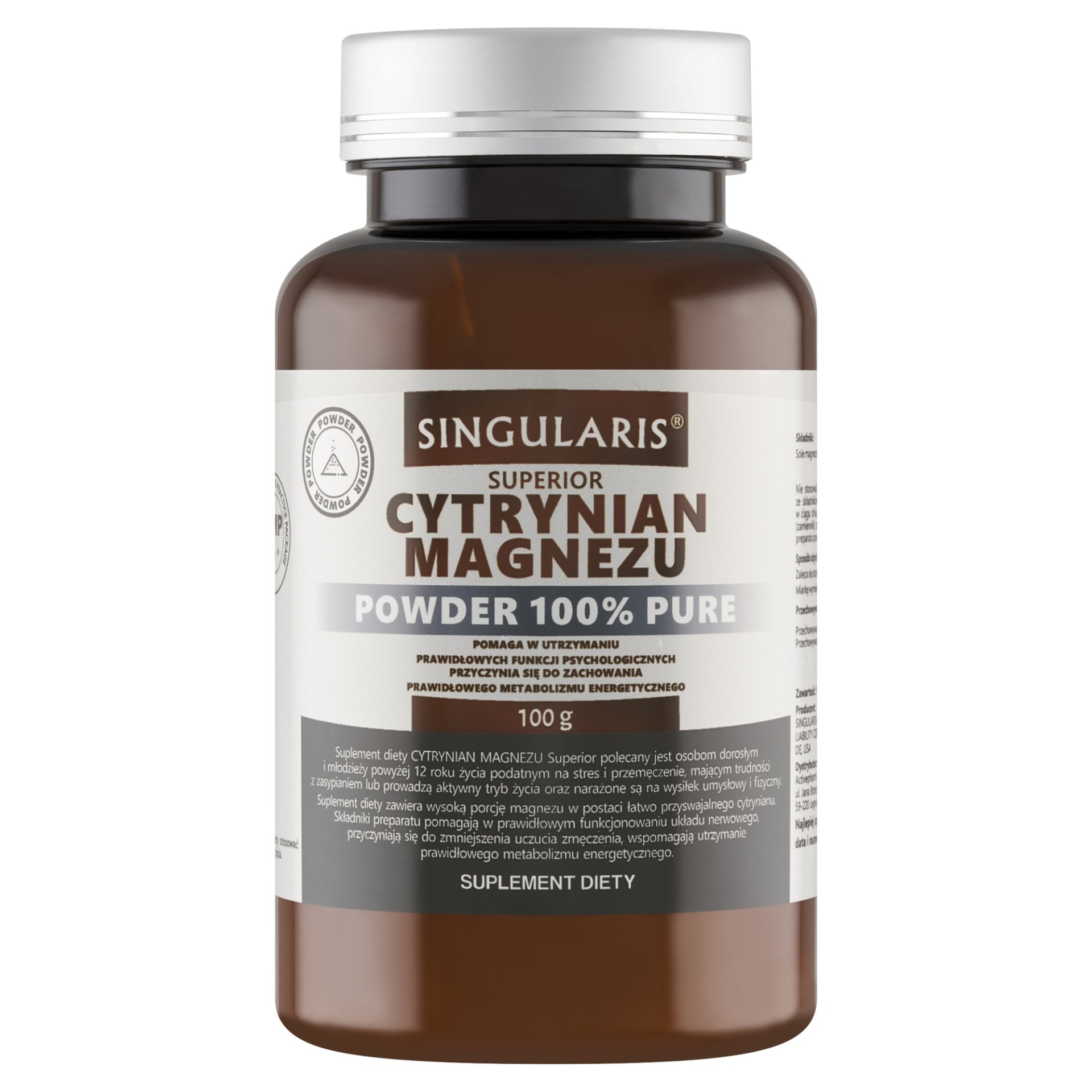 Singularis Cytrynian magnezu Powder 100% Pure 100 g