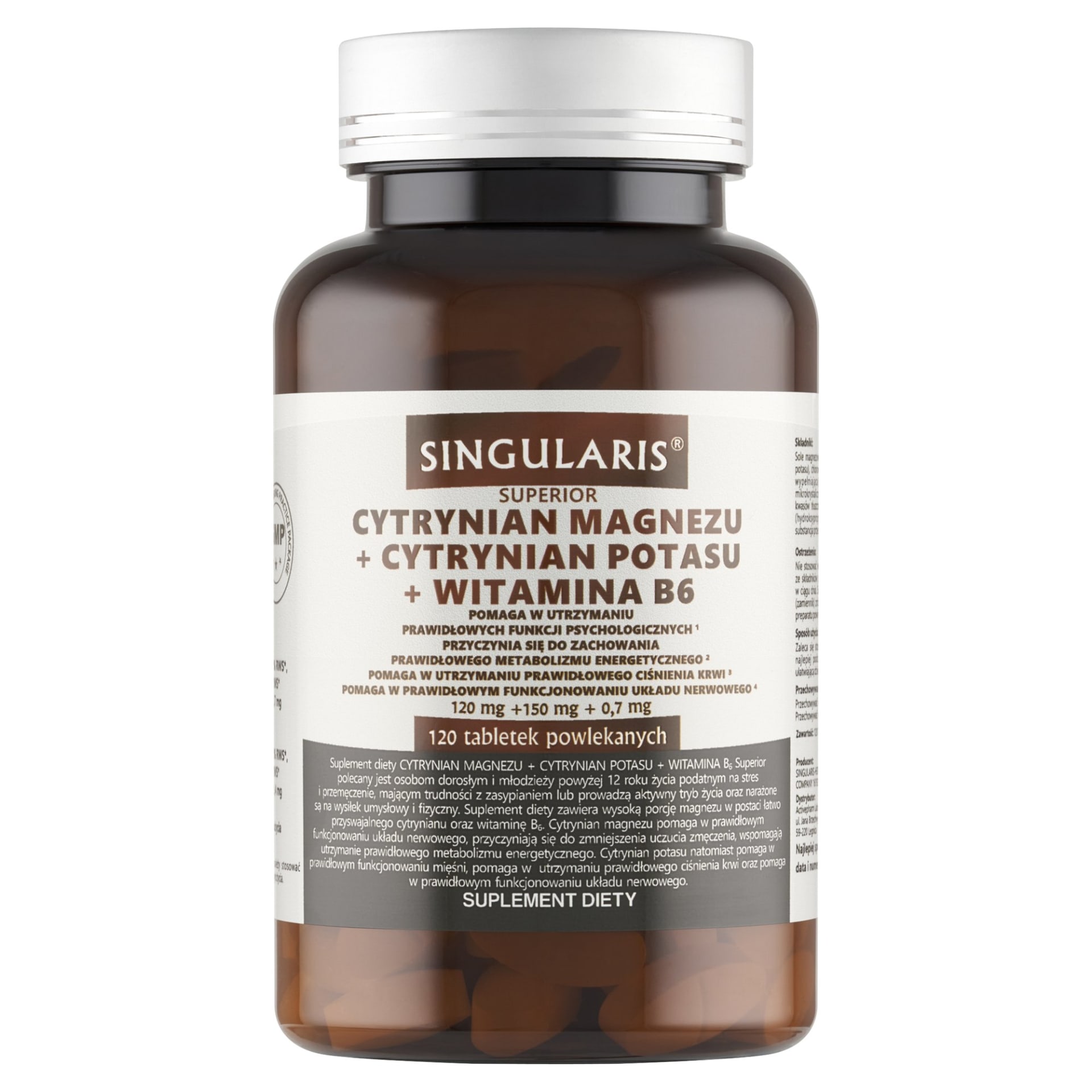 Singularis Cytrynian magnezu + cytrynian potasu + witamina B6 120 tabl.