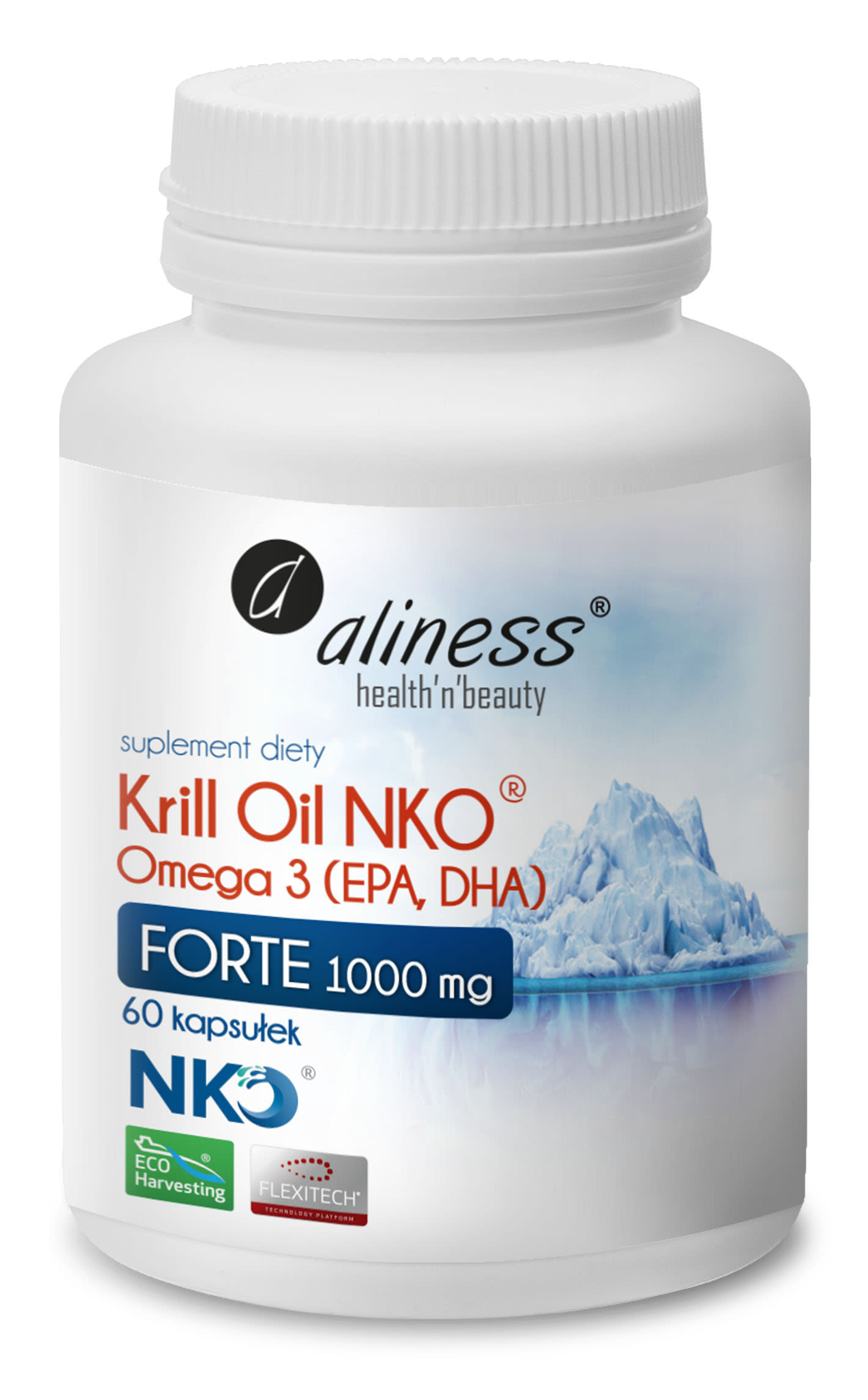Aliness Krill Oil NKO® Omega-3 z Astaksantyną 1000 mg FORTE – 60 kaps.
