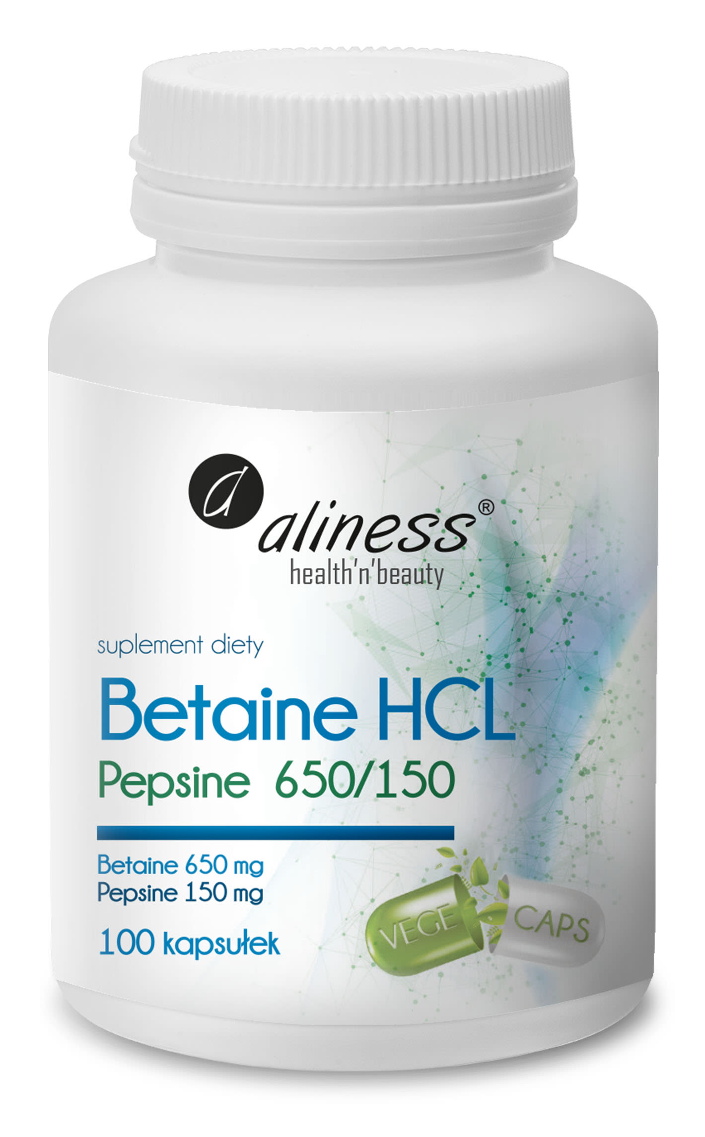 Betaine HCL + Pepsyna 650/150 mg x 100 kaps.