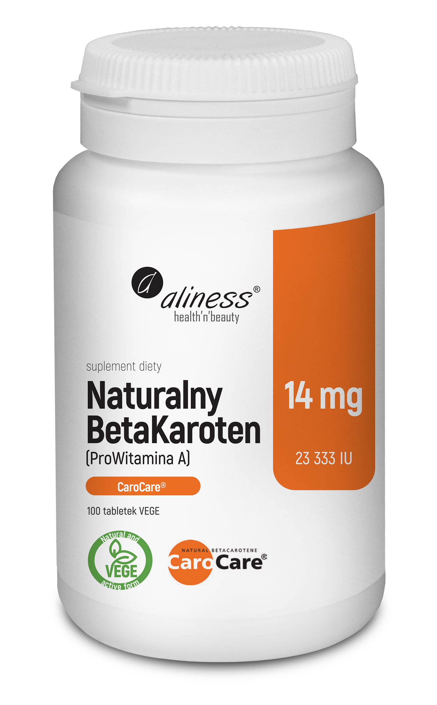 Naturalny BetaKaroten 14 mg (ProWitamina A) x 100 tabl.