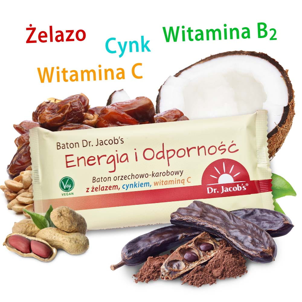 Baton Energia i Odporność - baton orzechowy z karobem Dr. Jacob's