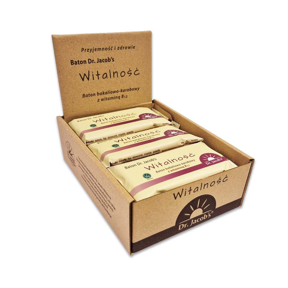 Baton Witalność - baton bakaliowy z karobem Dr. Jacob's  12 szt.