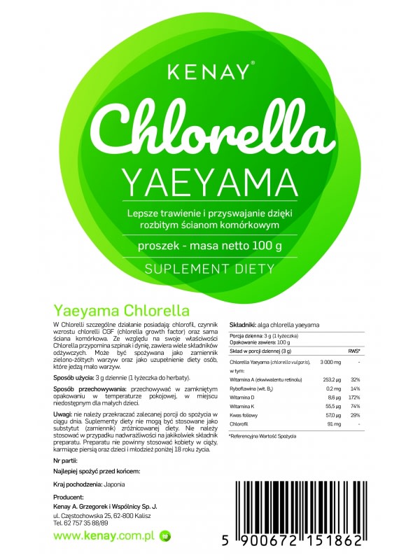 CHLORELLA Yaeyama w proszku – 100 g