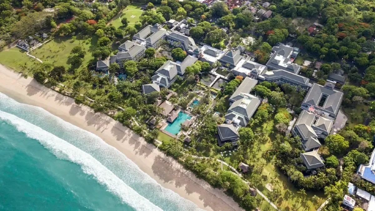 Aerial view of the InterContinental Bali Resort along Jimbaran beach