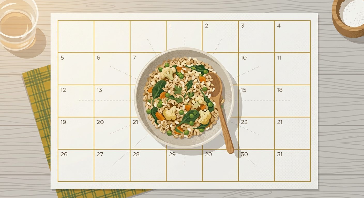 Food Diary module showing a logged meal entry with calendar navigation