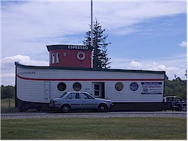 Dad bought a coffee from this beached tugboat on the way to Birch Bay
