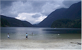 The water was pretty chilly the day we visited Buntzen Lake