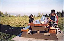 Snacking on KFC at the picnic
area just above the "viewpoint" on the Cypress Mountain road