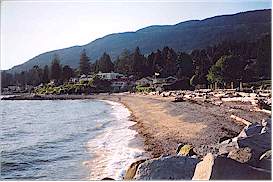 Here's a different view of Dundarave
beach with Cypress Mountain in the background