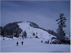 The "Peak" ski run on Grouse Mountain