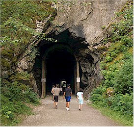 Here we go into the first tunnel