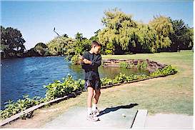 Here's Nate trying to hit over the water on the 8th hole at the Ambleside
Beach Pitch and Putt