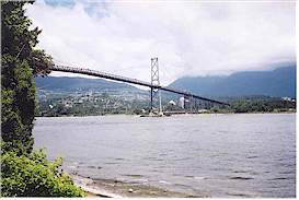 View of the Lions Gate Bridge from the seawall