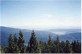 The view east to Port Moody, Coquitlam,
and the Fraser Valley is staggering from the vantage point along the roadway