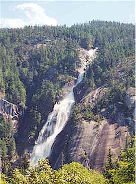 Shannon Falls as viewed from the Roadhouse Diner at Klahanie