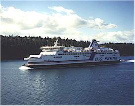 You'll take a car carrying ferry like this from Tswassen to Victoria