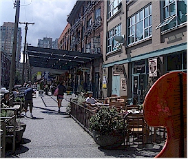 An outdoor patio on a former loading dock