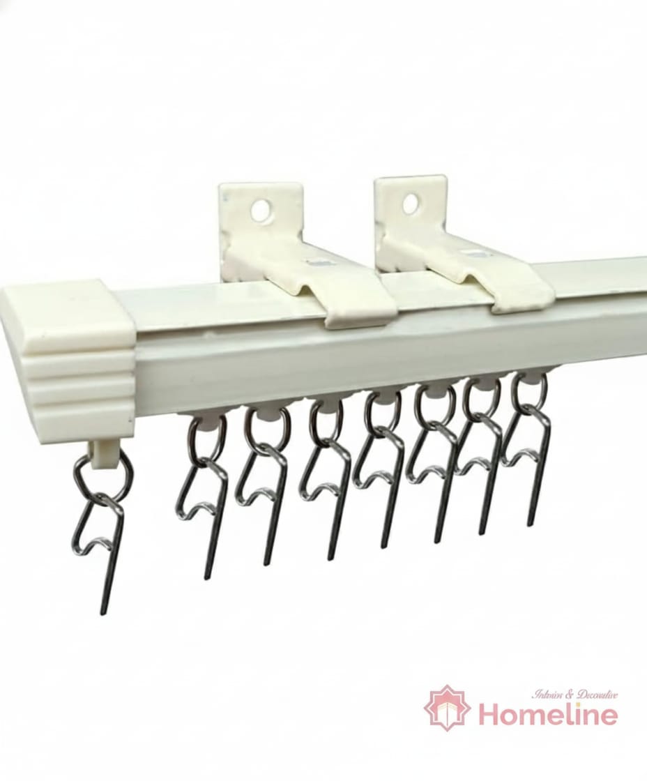 M Track Curtain Channel for a Window/Door Measuring Between 2 to 12 feet, Ceiling Fit & Wall fit, All Accessories Included - Runners, Hooks, End caps, Ceiling & Wall Brackets