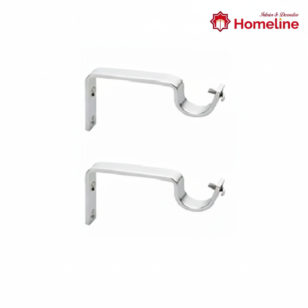 Home Line Knob/Bracket Rod Heavy Support/Bracket Steel Chrome Finish/Curtain Accessories/for Home Curtain Support Rod Bracket/Bracket with screw & wall plug Accessorise/Holder for 1 Inch Rod (Pack of 12), Eyelet