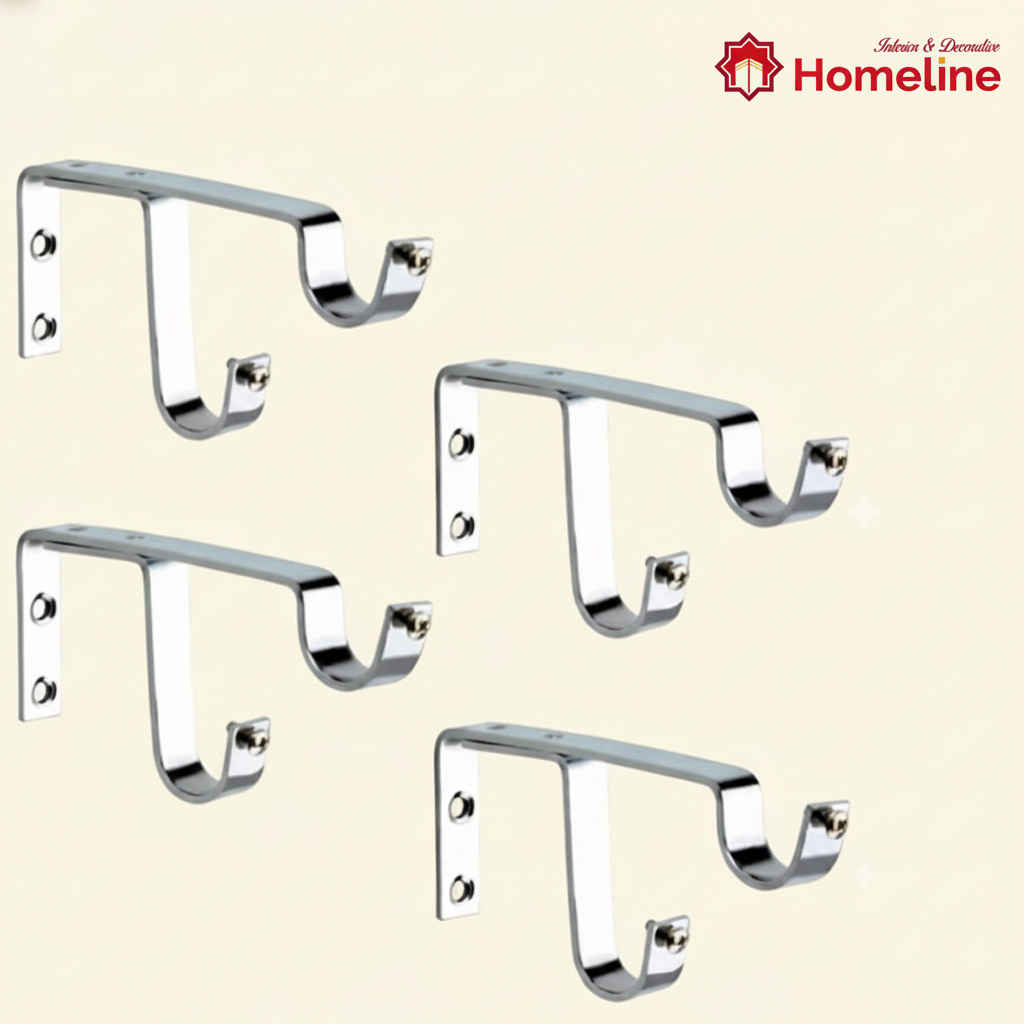 Homeline Premium Double Curtain Rod Brackets - Heavy-Duty Metal Support for Windows/Door/Office