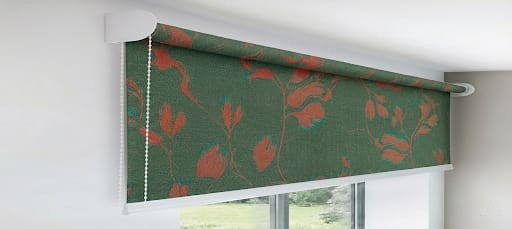 Deep Green & Orange Floral Blackout Roller Blind