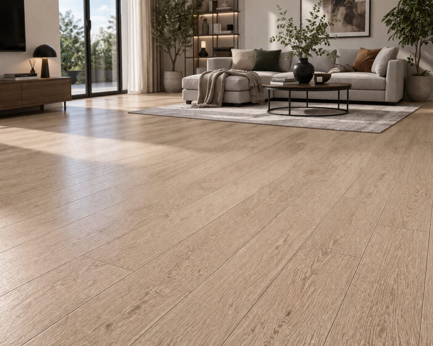 Premium Natural Oak Wood Finish Vinyl Plank Flooring 1.5mm Waterproof Modern Interior Flooring