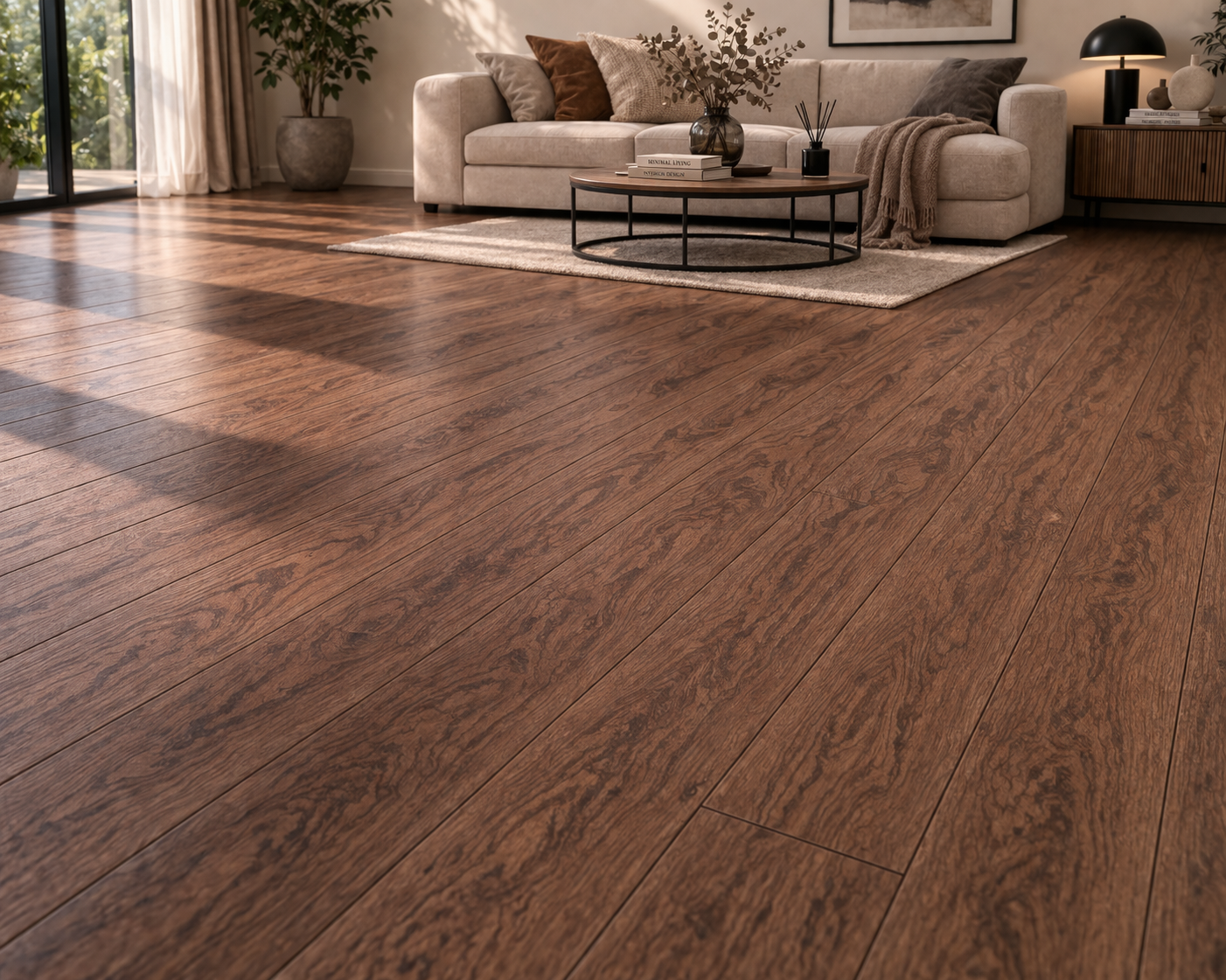 Premium Natural Teak Wood Finish Vinyl Plank Flooring 6"x36" 1.5mm Waterproof Flexible Floor Tile