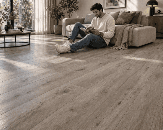 Premium Light Ash Oak Wood Finish Vinyl Plank Flooring 6"x36" 1.5mm Waterproof Flexible Floor Tile
