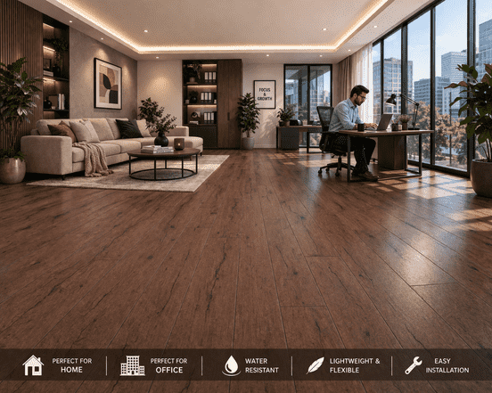 Premium Urban Walnut Wood Finish Vinyl Plank Flooring 6"x36" 1.5mm Waterproof Flexible Floor Tile