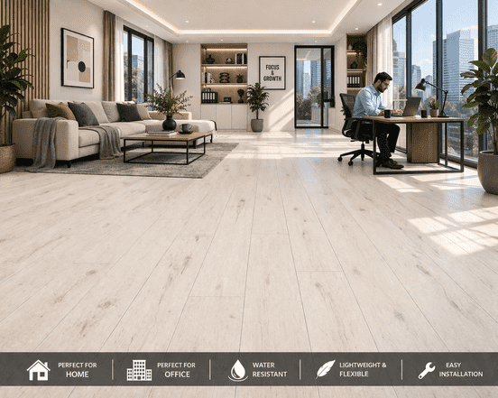 Premium Nordic White Oak Wood Finish Vinyl Plank Flooring 6"x36" 1.5mm Waterproof Flexible Floor Tile