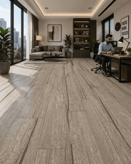 Premium Stone Grey Oak Wood Finish Vinyl Plank Flooring 6"x36" 2mm Waterproof Flexible Floor Tile