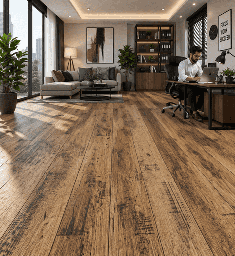 Premium Burnt Oak Distressed Wood Finish Vinyl Plank Flooring 6"x36" 2mm Waterproof Flexible Floor Tile
