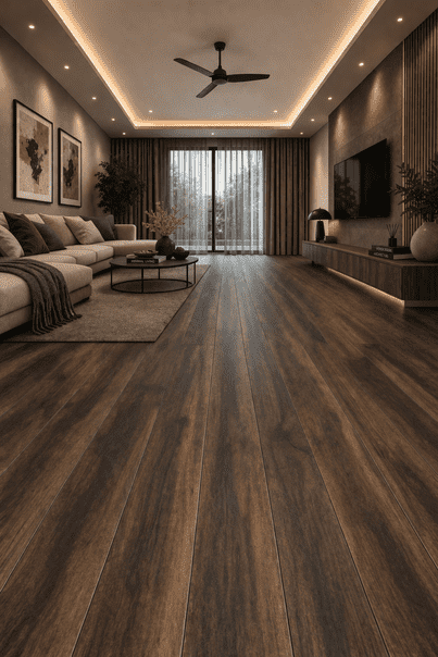 Premium Dark Walnut Rustic Wood Finish Vinyl Plank Flooring 6"x36" 3mm Waterproof Flexible Floor Tile